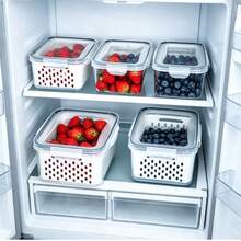 3pcs/1pc Large Fruit Storage Container For Refrigerator, With Removable Strainer Basket, Airtight Food Storage Container, Keeps Berries, Fruits, Vegetables, Food And Meat Fresh Longer - S+M+L - View 13