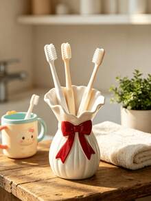 Cute Bow Toothbrush Holder For Bathroom Countertop – Adorable Monkey Design, Multi-Toothbrush Organizer, Decorative & Functional, Ideal For Home, Hotel, Dorm, Couples – Stylish & Space-Saving - Multicolor 1 - View 3
