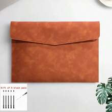 A4/PU Leather Document Bag, Envelope Folder With Magnetic Closure & Pen Slot, Multi-Functional Office Storage Folder For Business, School, And Meetings - PU Folder - View 3