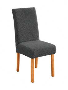 1/2/4pcs Granulated Cashmere Plush Elastic Thickened Solid Color Dining Table And Chair Covers, Suitable For Various Occasions And Holidays, Including Christmas Chair Covers, Banquet Chair Covers, Party Chair Covers, And Kitchen Chair Covers. - Grey - View 9