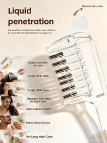 1pc Essential Oil Infused Hair Comb, Scalp Care Comb With Refillable Essential Oil, Portable Liquid Essential Oil Dispensing Comb, Transparent Scalp Hair Oil Applicator Comb, Visible Liquid Reservoir Comb, Suitable For Hair And Beard Care, Unisex Hands-Free Essential Oil Massage Comb, Home Decor, Bedroom Decor, Personalized Gift, Gift Box - Multicolor - View 4
