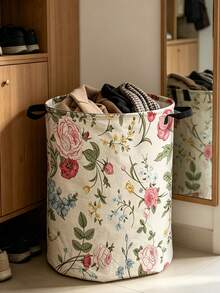 Multi Functional Large Laundry Basket/Dirty Clothes Basket,Printed Pattern Shape-Foldable Circular Clothes Basket,Portable Laundry Bag,For Bathroom - Multicolor - View 5
