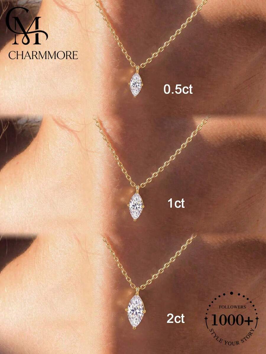 1pc Fashion Marquise Vertical Necklace, Suitable For Women's Daily Wear And Accessory Matching - Horse Eye Necklace - View 1