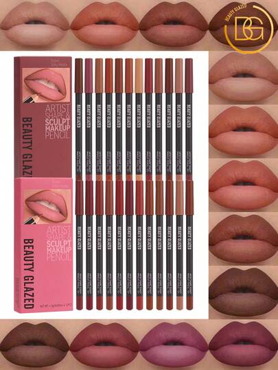 beauty glazed 2 Sets (24pcs) Lip Liner Pencil Set - Waterproof 2-In-1 Eyeliner And Lip Liner, Long-Lasting Color, High Pigmentation, Smudge-Proof, For Precise Outlining And All-Day Lip Contour Makeup