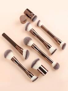 11pcs Makeup Brush Set With PU Storage Bag, Multiple Dual-Head Face Brushes, Dual-Color Gradient Bristles, Skin-Friendly And Non-Irritating, Even Powder Pickup And Low Flying Powder, Convenient Storage And Organization, Suitable For Date Makeup, Business Travel And Touch-Ups - Multicolor - View 5