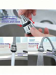 1pc 360° Rotating Faucet Aerator, Water Saving Device, Stainless Steel Anti-Splash Faucet Filter, Modern Anti-Splash Spray Head, Suitable For Home Bathroom, Toilet, Kitchen, Restaurant, Sink And Dishwashing Basin, Kitchen Utensils/Daily Household Use - Multicolor - View 7