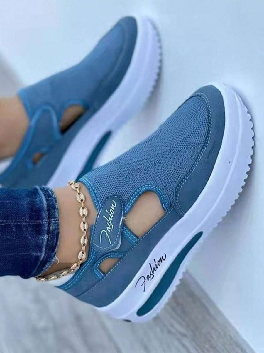 Zapatos deportivos casuales de suela gruesa zapatos de malla casuales - Azul - Ver 1