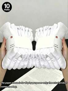 1/5/10/20 Pairs Men's Pure White Minimalist Socks, Moisture-Wicking Breathable, Daily Wear Running Sports Mid-Calf Socks, Couple Socks, Suitable For All Seasons - White - View 9