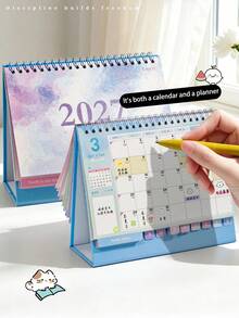2027 New Desktop Calendar, Highly Attractive Vertical Monthly Calendar Desk Decor Ornament, Office Supplies Multifunctional Self-Discipline Check-In Planner, Minimalist Gradient Color Calendar - Single Piece - View 4