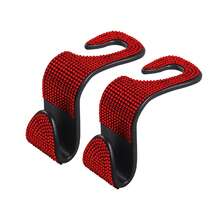 4/2/1pcs Car Seat Headrest Hooks Shiny Crystal Headrest Hook, Car Rear Seat Hook Back Row Hook For Wallet Handbag Clothing Grocery Bag Red - A - View 25