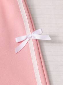 Big Girls Bow Print Sweatshirt With Side Stripe 3D Bow Decor Sweatpants 2-Piece Casual Set - Pink - View 8