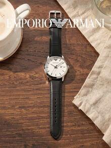 Emporio Armani AR1694 Classic Men's Quartz Watch, White Disc Black Belt Business Simple Men's Watch - White - View 7