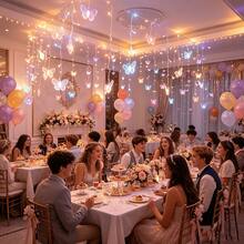 1PC LED Butterfly Curtain Light, Fairy Decoration Light, Suitable For Christmas, Bedroom, Living Room, Windows, Walls, 8 Lighting Modes, USB Power Supply, Romantic Atmosphere Decoration Light, Used For Indoor Home Decoration, Birthday Celebration - Butterfly Curtain Light - View 16