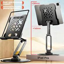 Dudukan Tablet untuk iPad, Dapat Disesuaikan dengan Dasar Berputar 360° untuk Meja, Dudukan Tablet Putar Aluminium Kompatibel dengan iPad Air, Mini, 10.2, 9.7, Pro 11/13 dan Lainnya, Hitam - View 6