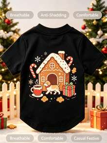 1pc Christmas Print Breathable Anti‑Shedding Pet Tank Vest, Lightweight Comfortable Clothes For Small Dogs & Cats - Multicolor - View 4
