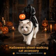 Halloween Cat & Dog Knight Costume, Headless Horseman Pet Dress-Up Outfit, Funny Photo Prop - Black - View 6