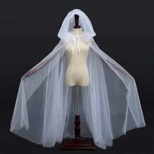 1pc High Quality Halloween Carnival Double Layer Mesh Transparent Hooded Cape Witch Costume Vampire Bride Solid Color Cloak For Adults - Multicolor - View 17