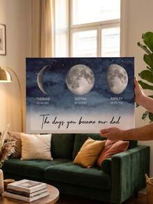 1pc Custom Text Dad We Love You To The Moon And Back,Custom Birth Moon 2026, Father's Day Gift For Dad, Best Dad Gift - Multicolor - View 3