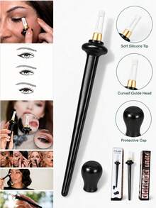 3PCS/2PCS/1PC Easy No-Skip Eyeliner Silicone Eyeliner Brush, Makeup Brushes, Spoolie, Lash Tech Supplies, Angled Eyeliner Brush, Suitable For Beginners, Bedroom, Vanity, Travel, Oil-Resistant Essential - Black - View 5
