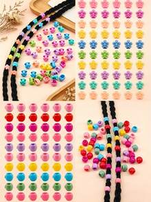 50pcs Mixed Color Heart, Round Bead, Pentagram, Clover Mini Hair Clips, Various Styles For Daily, Party, Workout Braided Hairstyles, Perfect Gift - Multicolor - View 2