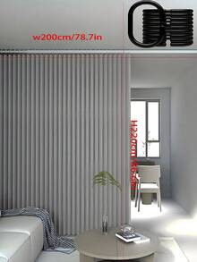 Folding Door Curtain - Made Of Ribbed Polyester Fabric, Comes With Free Installation Hooks, Suitable For Living Room, Bedroom Or Kitchen As Privacy Decor Or Room Decoration Curtain. Modern Curtain | Polyester Fabric Curtain | Living Room Curtain - A - View 7