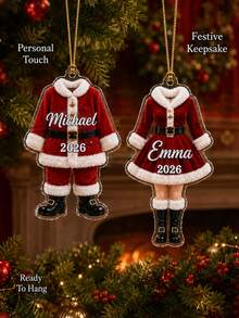 1pc Personalized Santa Outfit Christmas Ornament 2026, Custom Name Acrylic Ornament, Mr & Mrs Santa Suit Keepsake, Holiday Xmas Tree Decor,Christmas Gift - Multicolor - View 8