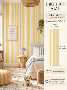SUPSTICKER 1PC Vintage Stripe Half Wall Sticker Peel And Stick Removable DIY PVC Wall Decor For Living Room Bedroom Home Interior - 1PC - View 17