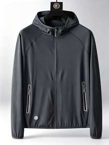 Men's Summer Lightweight Hooded Jacket, Men's Summer Outdoor Fishing Clothing, Ice Silk Lure Fishing Outdoor Skin Jacket, Cycling Wear - Dark Grey - View 1