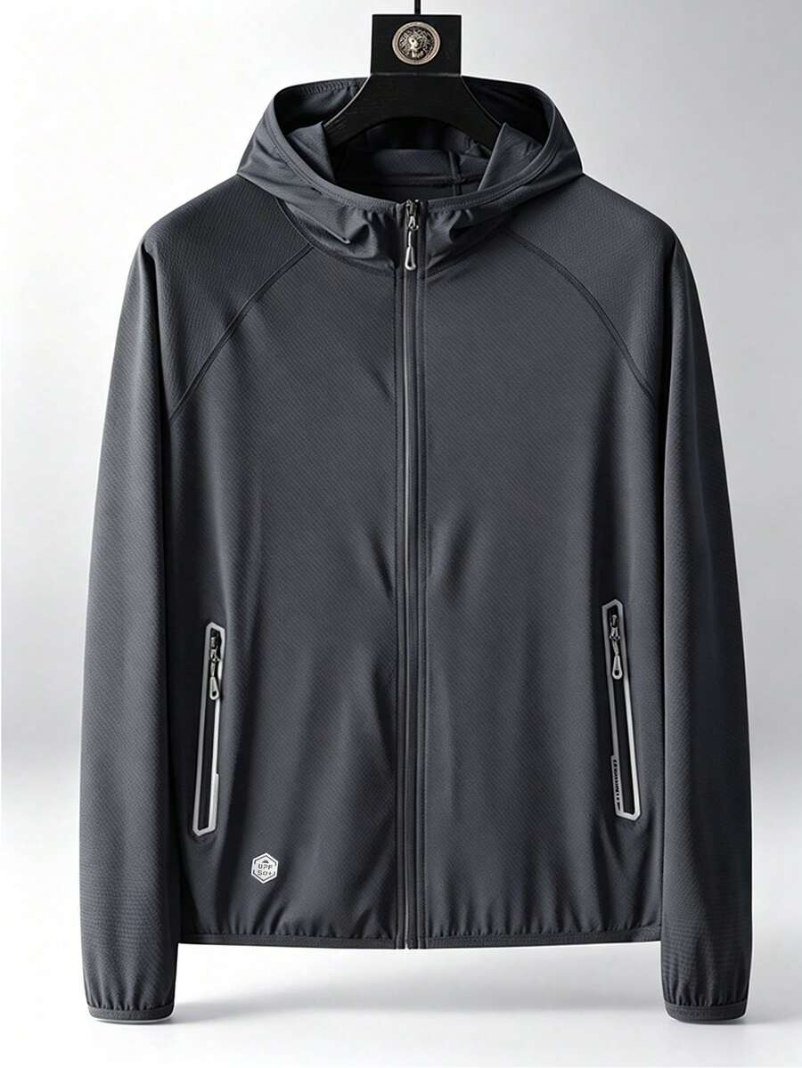 Men's Summer Lightweight Hooded Jacket, Men's Summer Outdoor Fishing Clothing, Ice Silk Lure Fishing Outdoor Skin Jacket, Cycling Wear - Dark Grey - View 1