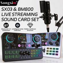 Songsim-SX03 Professional Vocal Mixer, Dedicated Sound Card For Live Streaming/Recording, Supports EQ Adjustment, Track Control, Reverb Adjustment, Bluetooth Accompaniment Multi-Function Digital Sound Card, Suitable For Live Streaming, Recording, Gaming, Singing, Musical Instruments - Multicolor - View 1
