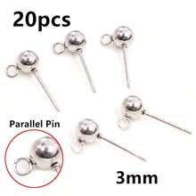 20pcs Stainless Steel Gold Color 3-6mm Ball Stud Earring Post Pins With Loop Connector For DIY Earrings Jewelry Making Accessories - Ball Stud Pins - View 17