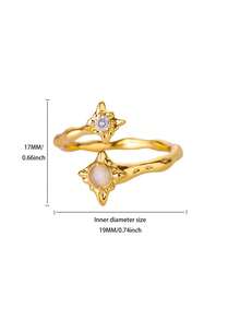 Elegant White Zirconia & Colorful Stone Asymmetrical Sun-Shaped Women's Ring, Gold Wedding & Holiday Jewelry Accessory, Gift For Mom, Best Friend - Multicolor - View 6
