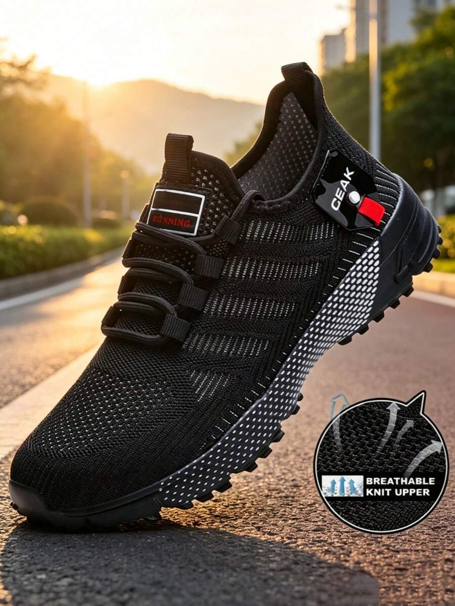 Men's Plus Size Casual Breathable Sports Running Shoes Outdoor Fashion Solid Color Lightweight Training Sneakers