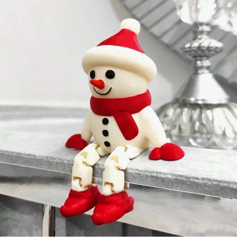 1 st kreativ 3D-printad jultryck, julgran och snögubbe, heminredningsprydnad, teleskopiska leder, rörlig, vacker och hållbar, lämplig för juldekoration på skrivbord, julstrumpfyllare och present