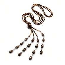 1pc Heavy Work Long Layered Black Coffee Faceted Beaded Crystal Tassel Necklace Women's Evening Dress Jewelry - Necklace - View 9