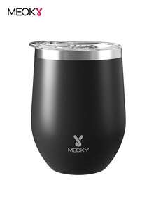 Meoky 12oz Solid Color Egg-Shaped Stainless Steel Travel Mug With Spill-Proof Lid - Black - 12oz Egg Cup - Black - View 1