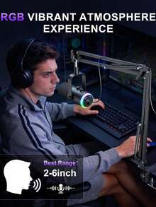 Dynamic Podcast Microphone For Content Creators, Cardioid XLR/USB Mic, AI Noise Cancellation, Tap Mute, 3.5mm Jack For Monitoring, Volume Control, Microfono With Boom Arm, Black - View 5
