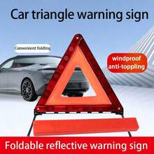 Car Reflective Triangle, Car Emergency Tripod, Car Accessories, Car Triangular Warning Sign, Roadside Reflective Triangle - Red - View 12