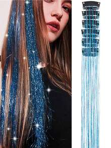 6/12pcs Glitter Hair Clips Extensions, Shiny Fairy Hair Clips, Women's Party Holiday Wedding Hair Accessories, Halloween, Y2K - Multicolor - View 9