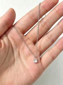 1pc Fashionable Vintage Copper Necklace, Inlaid With Synthetic Zirconia Pendant, Suitable For Daily Wear, Celebration Occasions, Also A Great Gift Choice, Vintage Style Jewelry, Durable Necklace - Waterdrop  Necklace - View 5