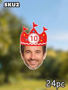 8/16/24pc Personalized Crown Party Hat Face Banner,Custom Photo Face Bunting Garland,Birthday Party Decorations, Custom Face Banner, Face Garlands,Milestone Birthday Party Decor,Home Decor - Multicolor - View 29
