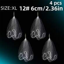 4pcs/Set Fishing Net Trap, Explosive Hook Net, Sea Fish Net, Eye-Catching Beads, Carbon Steel Bait Cage, Shallow Water Cast Gill Net Fishing Trap, Trap Net, Fishing Accessories For Fishermen - White - View 6