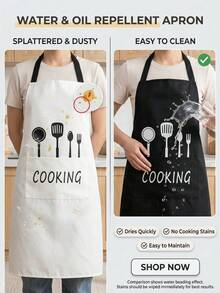 1pc Kitchen Apron Set, Unisex Printed Cooking Apron, Adjustable Neck Strap Chef Apron, Suitable For Home Kitchen Cooking, Baking And Grilling, Kitchen Essential, Christmas Gift, Women's Halloween Costume, Home Decor - Multicolor - View 4