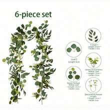 Artificial Eucalyptus Garland Fake Green Leaf Vine Wedding Arch Wall Home Decor - Green - View 6
