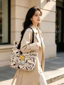 1件裝 Snoopy 公主托特包－大容量耐用帆布包，附粉色蝴蝶結後背包與愛心圖案手提包，適合節日活動、慶典及日常使用，可當錢包與單肩包，結構穩固，感恩節慶祝、聖誕節、萬聖節理想選擇，節日禮物、派對配件 - 黃色 - 查看 2