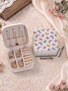 Women'S Jewelry Box With Butterfly Print-Portable Travel Jewelry Storage Case For Women Ring Earring Necklaces-Top Choice For Holiday Gift - Butterfly Design - View 13