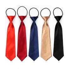 1pc Satin Small Necktie Multi-Color Elastic Lanyard Tie-Free Style Student Performance Accessory Campus Activity Party Outfit Fashion Versatile Small Necktie - Multicolor - View 8