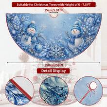 1pc Ice Blue Crystal Snowman Pattern Christmas Tree Skirt, Elegant Color Holiday Decoration, 5 Sizes, Unisex Holiday Gift, Suitable For Home And Party Christmas Decor - Ice Blue Crystal Snowman - View 10