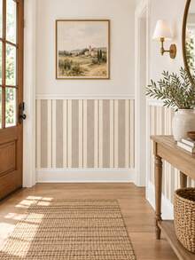 SUPSTICKER 1PC Vintage Stripe Half Wall Sticker Peel And Stick Removable DIY PVC Wall Decor For Living Room Bedroom Home Interior - 1PC - View 8