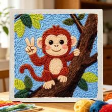 DIY Punch Needle Kit For Beginners – Includes Punch Needle, Yarn, Instructions, Square Hoop & Pre-Printed Fabric (Animals And Insects). Creative Craft For Wall Decor Or Gifting. 2D Printed Punch Needle Starter Kit. 24x24cm (9.44x9.44in). - 24x24cm/9.44x9.44in - View 5